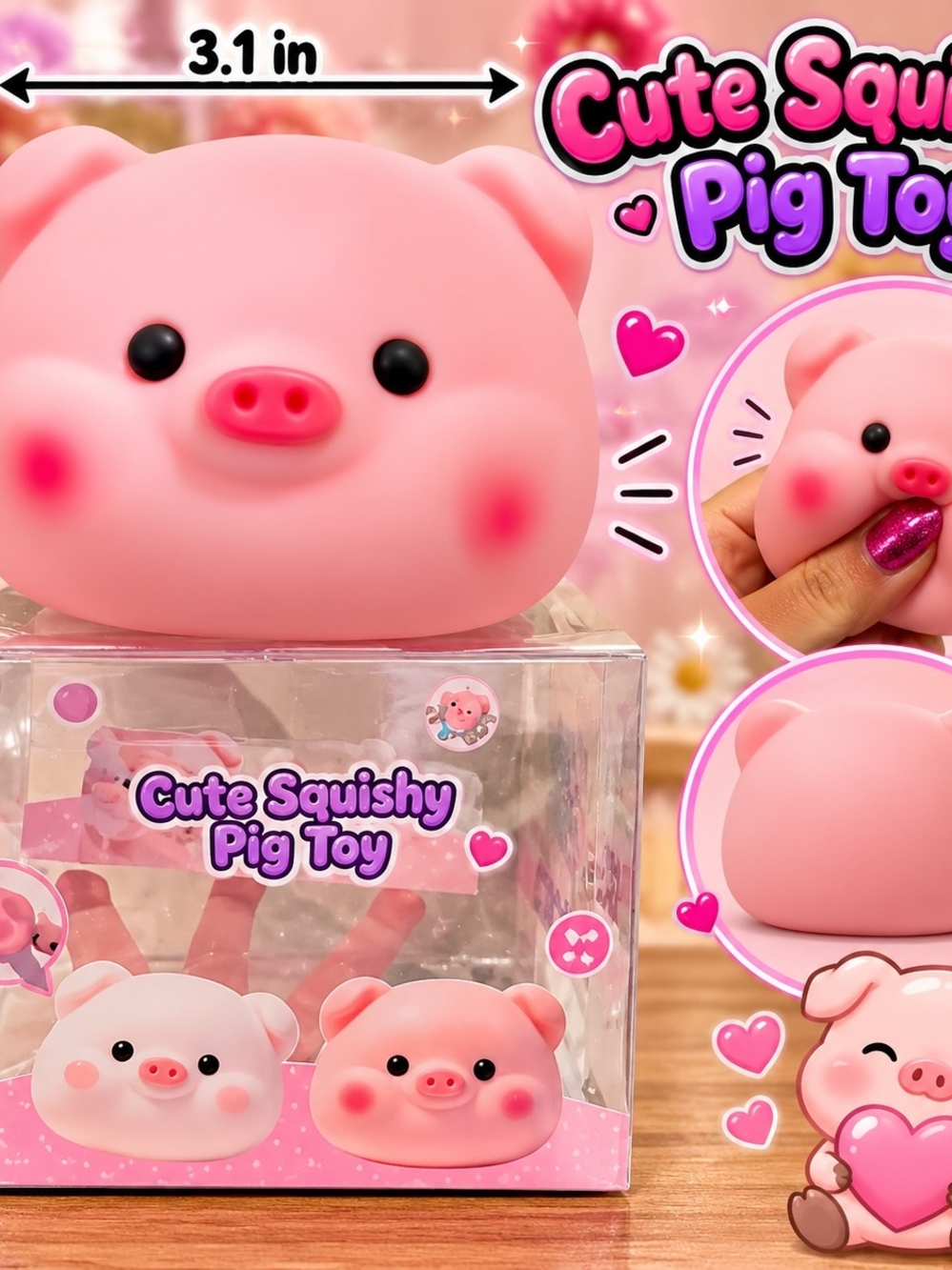 Cute Squishy Pig Toy - Pink